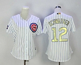 Women's Chicago Cubs #12 Kyle Schwarber White 2017 Gold Program Cool Base Stitched Jersey,baseball caps,new era cap wholesale,wholesale hats
