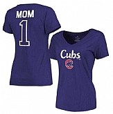 Women's Chicago Cubs 2017 Mother's Day #1 Mom V-Neck T-Shirt - Royal FengYun,baseball caps,new era cap wholesale,wholesale hats