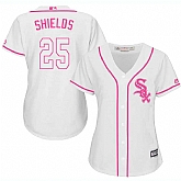 Women's Chicago White Sox #25 James Shields White Pink New Cool Base Jersey,baseball caps,new era cap wholesale,wholesale hats