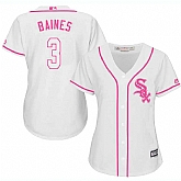 Women's Chicago White Sox #3 Harold Baines White Pink New Cool Base Jersey,baseball caps,new era cap wholesale,wholesale hats
