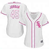 Women's Chicago White Sox #45 Michael Jordan White Pink New Cool Base Jersey,baseball caps,new era cap wholesale,wholesale hats