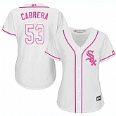 Women's Chicago White Sox #53 Melky Cabrera White Pink New Cool Base Jersey,baseball caps,new era cap wholesale,wholesale hats