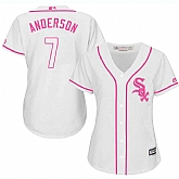 Women's Chicago White Sox #7 Tim Anderson White Pink New Cool Base Jersey,baseball caps,new era cap wholesale,wholesale hats
