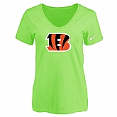 Women's Cincinnati Bengals L.Green Logo V neck T-Shirt FengYun,baseball caps,new era cap wholesale,wholesale hats