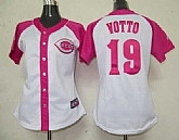 Women's Cincinnati Reds #19 Joey Votto White Pink Splash Fashion Stitched Jersey,baseball caps,new era cap wholesale,wholesale hats