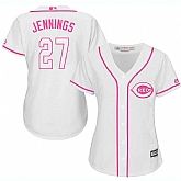 Women's Cincinnati Reds #27 Desmond Jennings White Pink New Cool Base Jersey,baseball caps,new era cap wholesale,wholesale hats