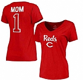 Women's Cincinnati Reds 2017 Mother's Day #1 Mom V-Neck T-Shirt - Red FengYun,baseball caps,new era cap wholesale,wholesale hats