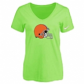 Women's Cleveland Browns L.Green Logo V neck T-Shirt FengYun,baseball caps,new era cap wholesale,wholesale hats