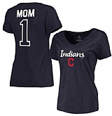 Women's Cleveland Indians 2017 Mother's Day #1 Mom V-Neck T-Shirt - Navy FengYun,baseball caps,new era cap wholesale,wholesale hats