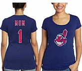 Women's Cleveland Indians Majestic Threads Mother's Day #1 Mom T-Shirt - Navy Blue FengYun,baseball caps,new era cap wholesale,wholesale hats