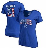 Women's Dallas Cowboys #21 Ezekiel Elliott NFL Pro Line by Fanatics Branded Banner Wave Name & Number T Shirt Royal FengYun,baseball caps,new era cap wholesale,wholesale hats