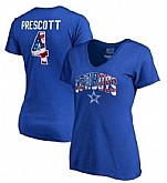 Women's Dallas Cowboys #4 Dak Prescott NFL Pro Line by Fanatics Branded Banner Wave Name & Number T Shirt Royal FengYun,baseball caps,new era cap wholesale,wholesale hats