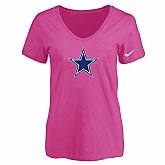 Women's Dallas Cowboys Peach Logo V neck T-Shirt FengYun,baseball caps,new era cap wholesale,wholesale hats