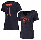 Women's Detroit Tigers 2017 Mother's Day #1 Mom V-Neck T-Shirt - Navy FengYun,baseball caps,new era cap wholesale,wholesale hats