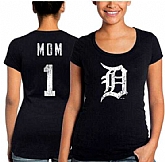Women's Detroit Tigers Majestic Threads Mother's Day #1 Mom T-Shirt - Navy Blue FengYun,baseball caps,new era cap wholesale,wholesale hats