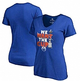 Women's Edmonton Oilers Fanatics Branded 2017 NHL Stanley Cup Playoff Participant Blue Line Plus Size V Neck T Shirt Royal FengYun,baseball caps,new era cap wholesale,wholesale hats
