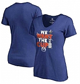 Women's Edmonton Oilers Fanatics Branded 2017 NHL Stanley Cup Playoff Participant Blue Line Slim Fit V Neck T Shirt Royal FengYun,baseball caps,new era cap wholesale,wholesale hats