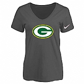 Women's Green Bay Packers D.Gray Logo V neck T-Shirt FengYun,baseball caps,new era cap wholesale,wholesale hats