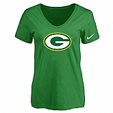 Women's Green Bay Packers D.Green Logo V neck T-Shirt FengYun,baseball caps,new era cap wholesale,wholesale hats