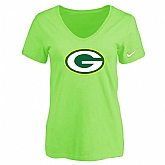 Women's Green Bay Packers L.Green Logo V neck T-Shirt FengYun,baseball caps,new era cap wholesale,wholesale hats