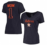 Women's Houston Astros 2017 Mother's Day #1 Mom V-Neck T-Shirt - Navy FengYun,baseball caps,new era cap wholesale,wholesale hats