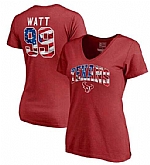 Women's Houston Texans #99 J.J. Watt NFL Pro Line by Fanatics Branded Banner Wave Name & Number T Shirt Red FengYun,baseball caps,new era cap wholesale,wholesale hats