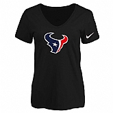 Women's Houston Texans Black Logo V neck T-Shirt FengYun,baseball caps,new era cap wholesale,wholesale hats