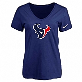 Women's Houston Texans D.Blue Logo V neck T-Shirt FengYun,baseball caps,new era cap wholesale,wholesale hats