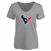 Women's Houston Texans L.Gray Logo V neck T-Shirt FengYun,baseball caps,new era cap wholesale,wholesale hats