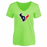 Women's Houston Texans L.Green Logo V neck T-Shirt FengYun,baseball caps,new era cap wholesale,wholesale hats