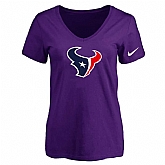Women's Houston Texans Purple Logo V neck T-Shirt FengYun,baseball caps,new era cap wholesale,wholesale hats