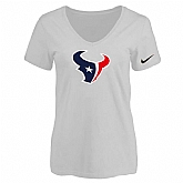 Women's Houston Texans White Logo V neck T-Shirt FengYun,baseball caps,new era cap wholesale,wholesale hats