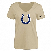 Women's Indiannapolis Colts Beige Logo V neck T-Shirt FengYun,baseball caps,new era cap wholesale,wholesale hats