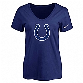 Women's Indiannapolis Colts D.Blue Logo V neck T-Shirt FengYun,baseball caps,new era cap wholesale,wholesale hats