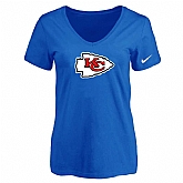 Women's Kansas City Chief Blue Logo V neck T-Shirt FengYun,baseball caps,new era cap wholesale,wholesale hats