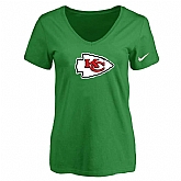 Women's Kansas City Chief D.Green Logo V neck T-Shirt FengYun,baseball caps,new era cap wholesale,wholesale hats