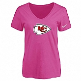 Women's Kansas City Chief Peach Logo V neck T-Shirt FengYun,baseball caps,new era cap wholesale,wholesale hats