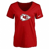 Women's Kansas City Chief Red Logo V neck T-Shirt FengYun,baseball caps,new era cap wholesale,wholesale hats