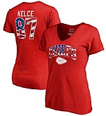 Women's Kansas City Chiefs #87 Travis Kelce NFL Pro Line by Fanatics Branded Banner Wave Name & Number T Shirt Red FengYun,baseball caps,new era cap wholesale,wholesale hats
