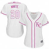 Women's Kansas City Royals #20 Frank White White Pink New Cool Base Jersey,baseball caps,new era cap wholesale,wholesale hats