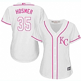 Women's Kansas City Royals #35 Eric Hosmer White Pink New Cool Base Jersey,baseball caps,new era cap wholesale,wholesale hats