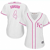 Women's Kansas City Royals #4 Alex Gordon White Pink New Cool Base Jersey,baseball caps,new era cap wholesale,wholesale hats