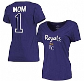 Women's Kansas City Royals 2017 Mother's Day #1 Mom V-Neck T-Shirt - Royal FengYun,baseball caps,new era cap wholesale,wholesale hats