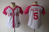 Women's Los Angeles Angels of Anaheim #5 Albert Pujols White Pink Splash Fashion Stitched Jersey,baseball caps,new era cap wholesale,wholesale hats