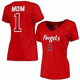 Women's Los Angeles Angels of Anaheim 2017 Mother's Day #1 Mom V-Neck T-Shirt - Red FengYun,baseball caps,new era cap wholesale,wholesale hats