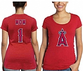 Women's Los Angeles Angels of Anaheim Majestic Threads Mother's Day #1 Mom T-Shirt - Red FengYun,baseball caps,new era cap wholesale,wholesale hats