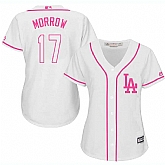 Women's Los Angeles Dodgers #17 Brandon Morrow White Pink New Cool Base Jersey,baseball caps,new era cap wholesale,wholesale hats