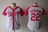Women's Los Angeles Dodgers #22 Clayton Kershaw White Pink Splash Fashion Stitched Jersey,baseball caps,new era cap wholesale,wholesale hats