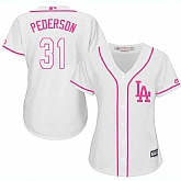 Women's Los Angeles Dodgers #31 Joc Pederson White Pink New Cool Base Jersey,baseball caps,new era cap wholesale,wholesale hats