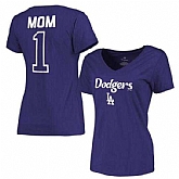 Women's Los Angeles Dodgers 2017 Mother's Day #1 Mom V-Neck T-Shirt - Royal FengYun,baseball caps,new era cap wholesale,wholesale hats